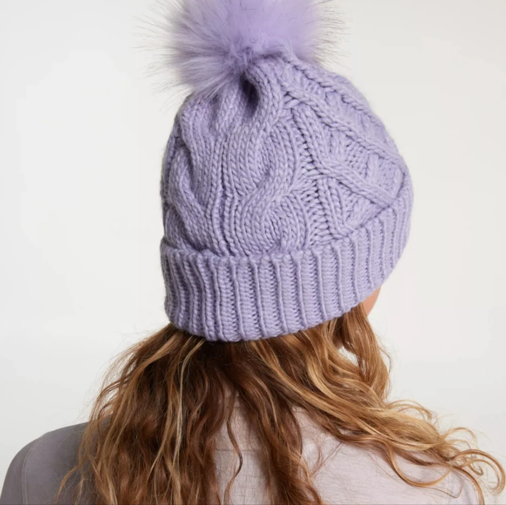 CALIA Lily Cable Knit Pom Beanie